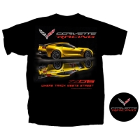 E21947 SHIRT-C7 CORVETTE Z06-WHERE TRACK MEETS STREET-BLACK DISCONTINUED